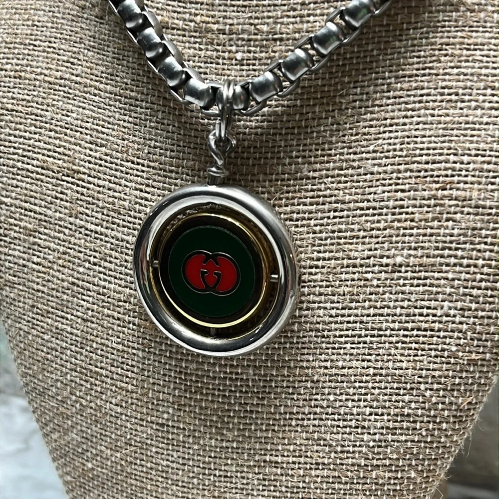 GUCCI STAINLESS STEEL PENDANT AND CHAIN. EUC - Picture 2 of 11